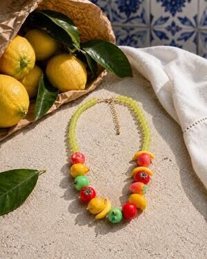 Dopamine Fruit Necklace Zara Strawberry Tomato Boho Statement Lucite Y2K Apple